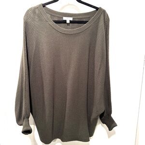 Cupio XL Olive Green Ribbed Crew Neck Sweater - worn once